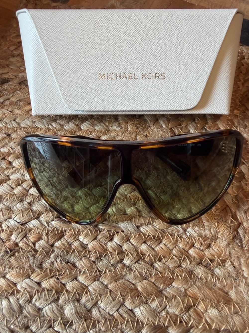 Michael Kors Tortoise Shield Sunglasses with Green Lenses